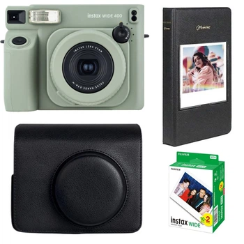 Подарунковий набір Камера для миттєвого друку Fujifilm Wide 400 Camera EX D / Чорний чохол / Картриджі на 20 фото / Чорний фотоальбом на 64 фото