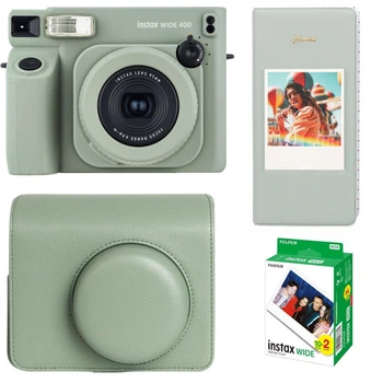 Подарунковий набір Камера для миттєвого друку Fujifilm Wide 400 Camera EX D / Зелений чохол / Картриджі на 20 фото / Зелений фотоальбом на 64 фото