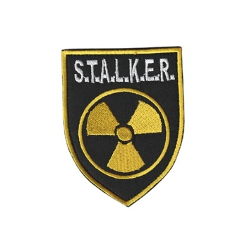 Шеврон патч на липучці STALKER СТАЛКЕР, зона відчудження, на чорному фоні, 7*9см.