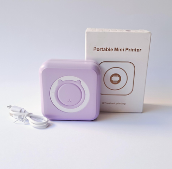 Портативный термопринтер Mini Printer C15F для печати со смартфона без чернил фиолетовый