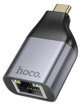 Адаптер переходник Hoco UA35 (Type-C to RJ45 / до 100 Мбит/с) / идеально для макбука и ноутбука / (silver)