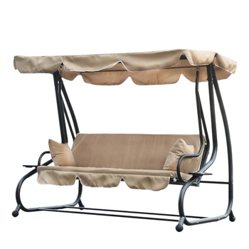 Качели садовые GardenLine KRE0759 бежевые 210x120x170 см с навесом для летнего отдыха