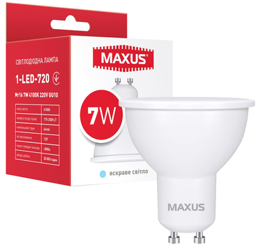 Лампа світлодіодна MAXUS MR16 7 Вт 4100 K 220 В GU10 (1-LED-720)