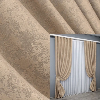 Комплект готовых штор VR-Textil Жаккард Sultan YL № 1699ш Темно-бежевий 100х270 см 2 шт (31-744)