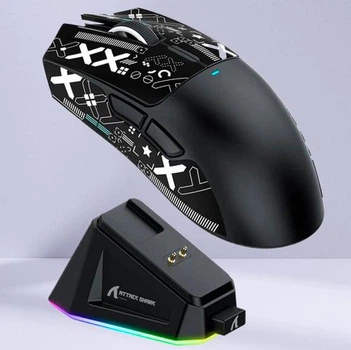 Мишка Безпровідна Ігрова Attack Shark X11 Black 22000 DPI PAW3311 із зарядною догстанцією RGB підсвіткою Чорна