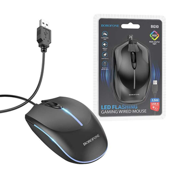 Компьютерная мышь Borofone BG10 Soaring game luminous wired mouse Black