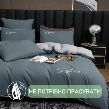 Постельное белье Евро KOLOCO Sophae сатин (40675) Серо-синий
