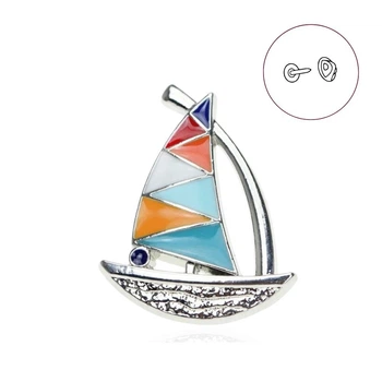 Значок (пин) BROCHE брошь бижутерия Море Яхта разноцветный BRGV114822