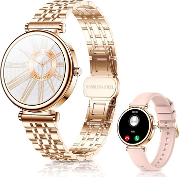 Смарт-часы Rollstimi Smart Watch с давлением, пульсом, кислородом, звонками для Android и iPhone, металл, 2 ре