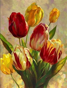 Картина по номерам 40×50 см Kontur. Разноцветные тюльпаны DS0433