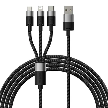 Кабель заряджання Baseus CAXS000001 Star Speed ​​3 в 1 USB - Lightning / Micro USB / Type-C (3.5А) (1.2M) швидка зарядка Чорний