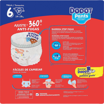 Підгузки-трусики Dodot Pants Розмір 6 15+ кг 27 шт (8001841677231)