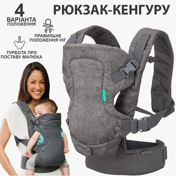 Рюкзак кенгуру 4в1 Эргорюкзак Infantino серый