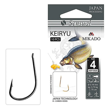 Гачок із повідцем Mikado Sensual Keiryu No10 (вушко) 10 шт. (black nickel) волосінь 0,14 мм HSP10029-10B-14