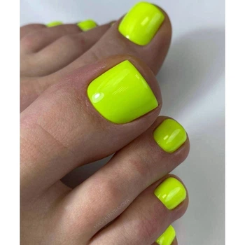 Накладные ногти для ног Nail жёлтые неоновые, 24 шт