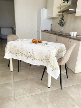 Скатерть водоотталкивающая Delux Textil Пасхальные Кролики 230 х 170 см (368146)