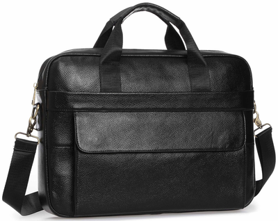 Мужская кожаная сумка портфель для ноутбука и документов TIDING BAG Черный A25-1131A 39 x 28 x 7см