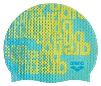 Шапочка для плавания Arena PRINT JR голубой, желтый Дит OFSM