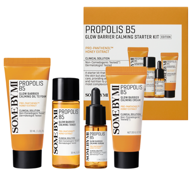 Zestaw do pielęgnacji twarzy Some By Mi Propolis B5 Glow Barrier kojący Olejek w piance 30 ml + Tonik 30 ml + Serum 10 ml + Krem 20 ml (8809647391944)