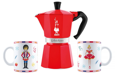 Kawiarka Bialetti Nutcracker Moka Express 6tz + 2 kubki 300 ml (8006363074384)