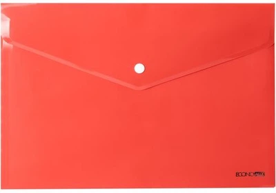 Папка на кнопке Economix, А4, пластиковая, глянцевая, Красная, (E31301-03)