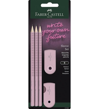 Чернографитный карандаш Faber-Castell GRIP 2001, 3 шт., резинка, точилка, (217084)