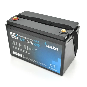 Литий-железо-фосфатный аккумулятор Merlion LiFePO4 12.8V 100AH для солнечных систем и электромобилей батарея до 5000 циклов (TOR-JUG_22B)