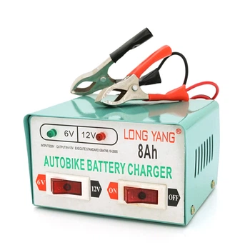 Автомобильное ЗУ 6V/12V 8А, c индикацией, AC 200V-240V, DC 6V-12V/0.9A + крокодиллы, Q20