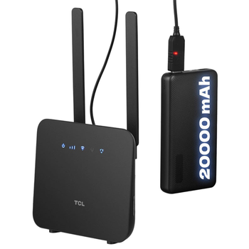 Маршрутизатор TCL LINKHUB (HH42CV2) LTE, Wi-Fi4, 1xFE LAN/WAN, 1xFE LAN, 2xSMA, Чорний + Power Bank