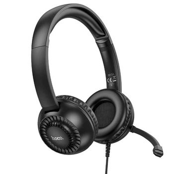 Проводные наушники HOCO W112 Pure headphones |геймерская гарнитура, 40-мм динамики, AUX 3.5 мм, всенаправленный микрофон, кабель 1.8 метра, поворот микрофона на 270°, для ПК и ноутбуков| Черный