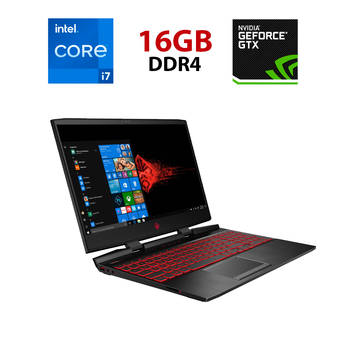 Игровой ноутбук HP Omen 5-dc1010nr / 15.6" (1920x1080) IPS / Intel Core i7-9750H (6 (12) ядер по 2.6 - 4.5 GHz) / 16 GB DDR4 / 256 GB SSD + 1000 GB HDD / nVidia GeForce GTX 1650, 4 GB GDDR5, 128-bit / WebCam / HDMI б/у