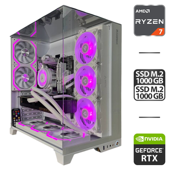 Сборка под заказ: новый компьютер GameMax Infinity Pro White Tower / AMD Ryzen 7 7700 (8 (12) ядер по 3.8 - 5.3 GHz) / 32 GB DDR5 / 500 GB SSD M.2 + 1000 GB SSD M.2 / nVidia GeForce RTX 4070 Super, 12 GB GDDR6X, 192-bit / 750W б/у