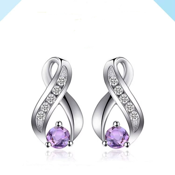 Срібні сережки 925 проби із кристалами натурального аметиста "Silver and Amethyst"