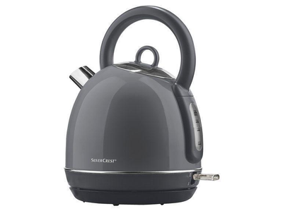 Електрочайник з нержавіючої сталі SilverCrest SWKC Antracite 1.8 л, 2400 Вт, з індикатором рівня води, фільтром та автоматичним вимкненням