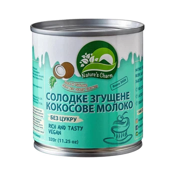 Кокосовое сгущённое молоко БЕЗ САХАРА Nature's Charm, 320 г (12700293)