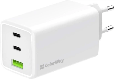 Мережевий зарядний пристрій ColorWay GaN Mini 100W PD Port PPS USB (USB-2C1A) White (CW-CHS061PD-WT)