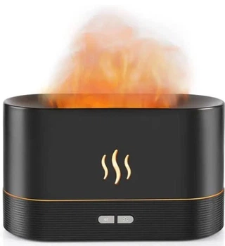 Аромадифузор зволожувач повітря з ефектом вогню та LED підсвічуванням Flame Aroma Diffuser, з резервуаром для ефірної олії, чорний