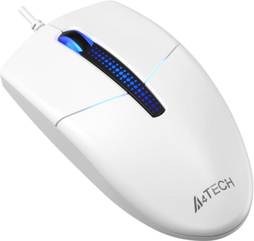 Компьютерная мышь A4tech N-530, USB, оптическая, пылезащитная, синяя подсветка, 1200 dpi, 3 кнопки, 1.5 м White