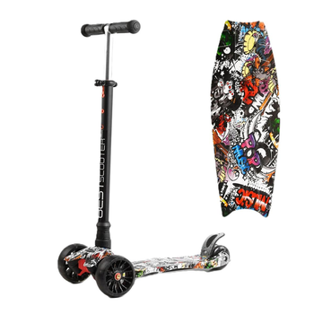 Самокат трехколесный MAXI S-11405 (1) "Best Scooter", съемный руль, колеса PU со светом, переднее 130х25 мм, задние сдвоенные 80х45 мм
