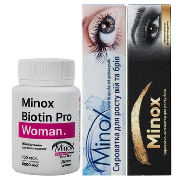 Комплекс для росту вій та брів Minox Popsy (сироватка для вій, сироватка для брів, вітаміни)