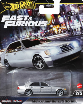 Pojazd Mattel Hot Wheels Premium Fast & Furious Mercedes-Benz 500 SEL 2/5 1:64 HRT94 (0194735185788)