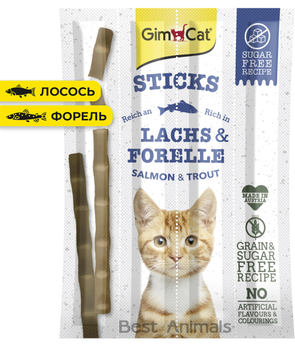 М'ясні палички для котів GimCat Sticks з лососем і фореллю 5 г 1 шт