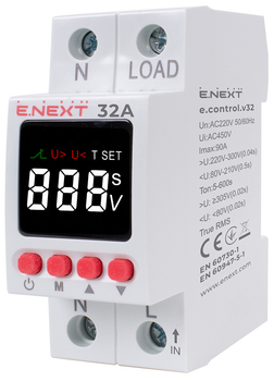 Однофазне реле контролю напруги 32А з індикацією [p0690031] E.NEXT e.control.v32