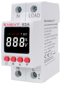 Однофазне реле контролю напруги 63А з індикацією [p0690033] E.NEXT e.control.v63