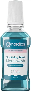 Успокаивающий ополаскиватель Nordics Soothing Mint для раздраженных десен, уничтожения бактерии и предотвращения неприятного запаха изо рта 300 мл (3800500324562)