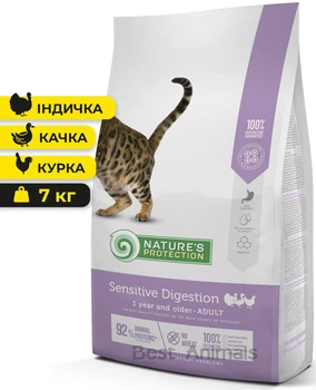 Сухий корм для котів із чутливим травленням Nature's Protection Sensitive Digestion з індичкою качкою та куркою 7 кг (4771317457684)
