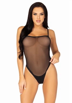 Эротическое боди Leg Avenue Cami bodysuit with thong Black M/L, на бретелях (SO9167)