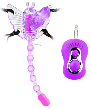 Клиторальный вибратор с хвостом для анальной стимуляции Baile Strap-on Butterfly цвет фиолетовый (00293017000000000)