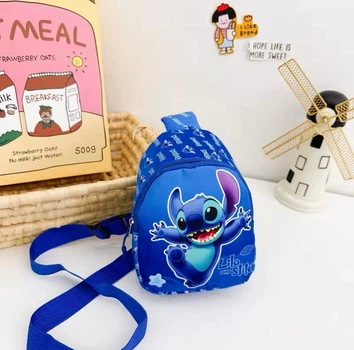 Детская сумка-бананка нагрудная STITCH с принтом, 18х13х7 см, синий (102931593)