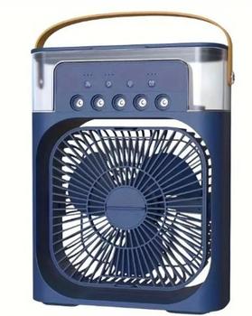 Портативний настільний вентилятор із зволожувачем повітря 4в1 AIR COOLER FAN з резервуаром для води та підсвіткою Синій від USB